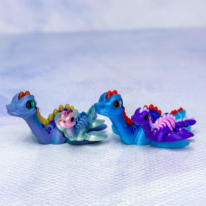 Mag Mate Minis - 3d printed magnetic Miniature articulated creature Prints 2 pack baby buddy and lil squirt creative animal desk figure print articulating Mini 3D pocket pet