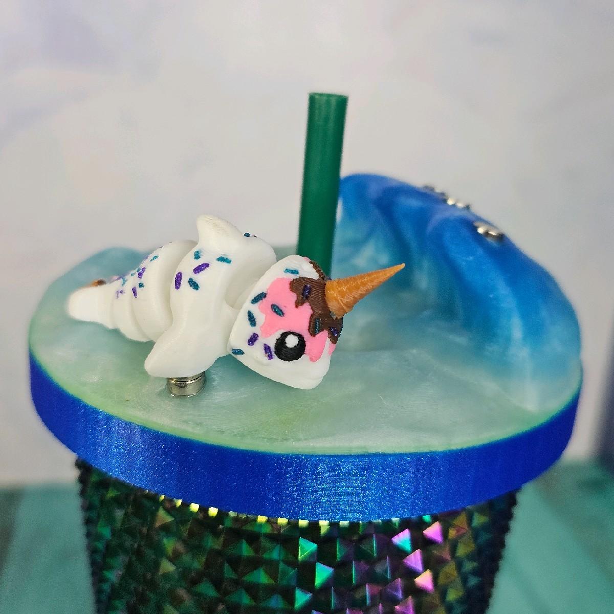 Magnetic Narwhal Straw Cap and Magnetic Tumbler Wave Topper - Standard Size Only Drinkware Coffee Cup Accessory straw  toppers